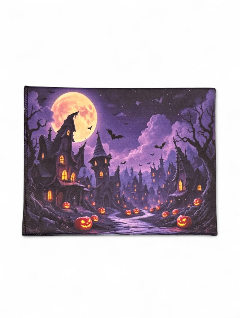 Misty Graveyard & Haunted Village Double Sided Scene Sleeve