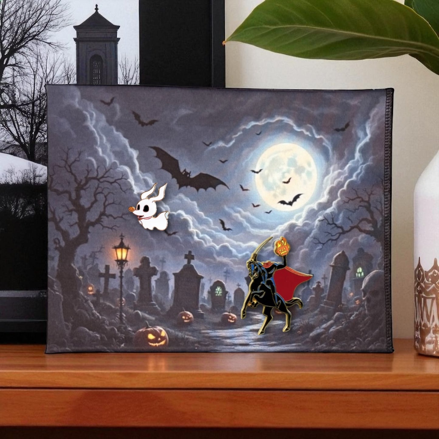 Misty Graveyard & Haunted Village Double Sided Scene Sleeve