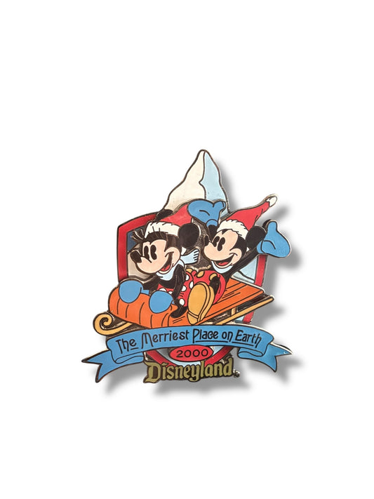 Disneyland Merriest Place on Earth Sled Mickey Minnie Pin