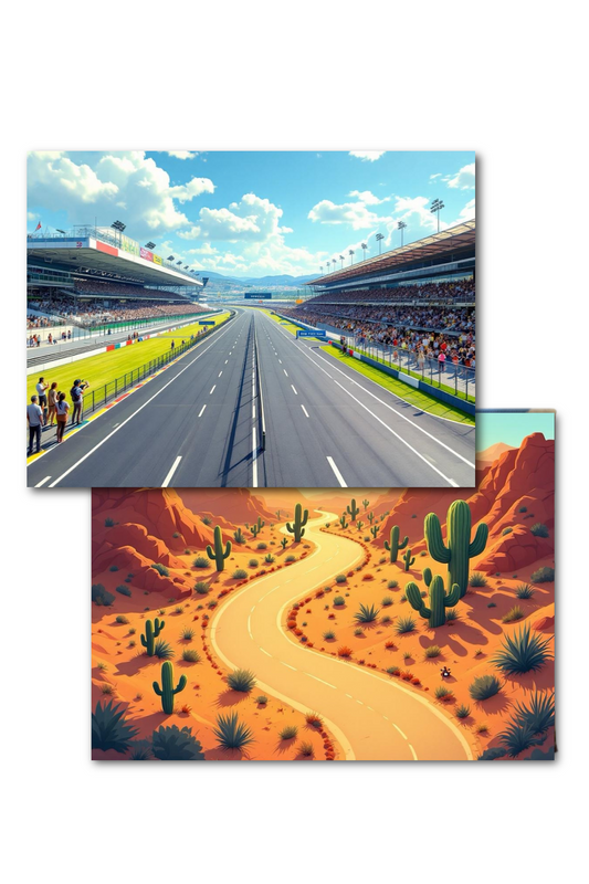 Racetrack & Desert Road Double Sided Scene Sleeve