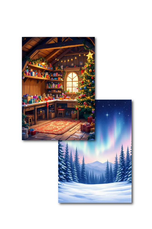 North Pole Workshop & Aurora Glow Double Sided Scene Sleeve™
