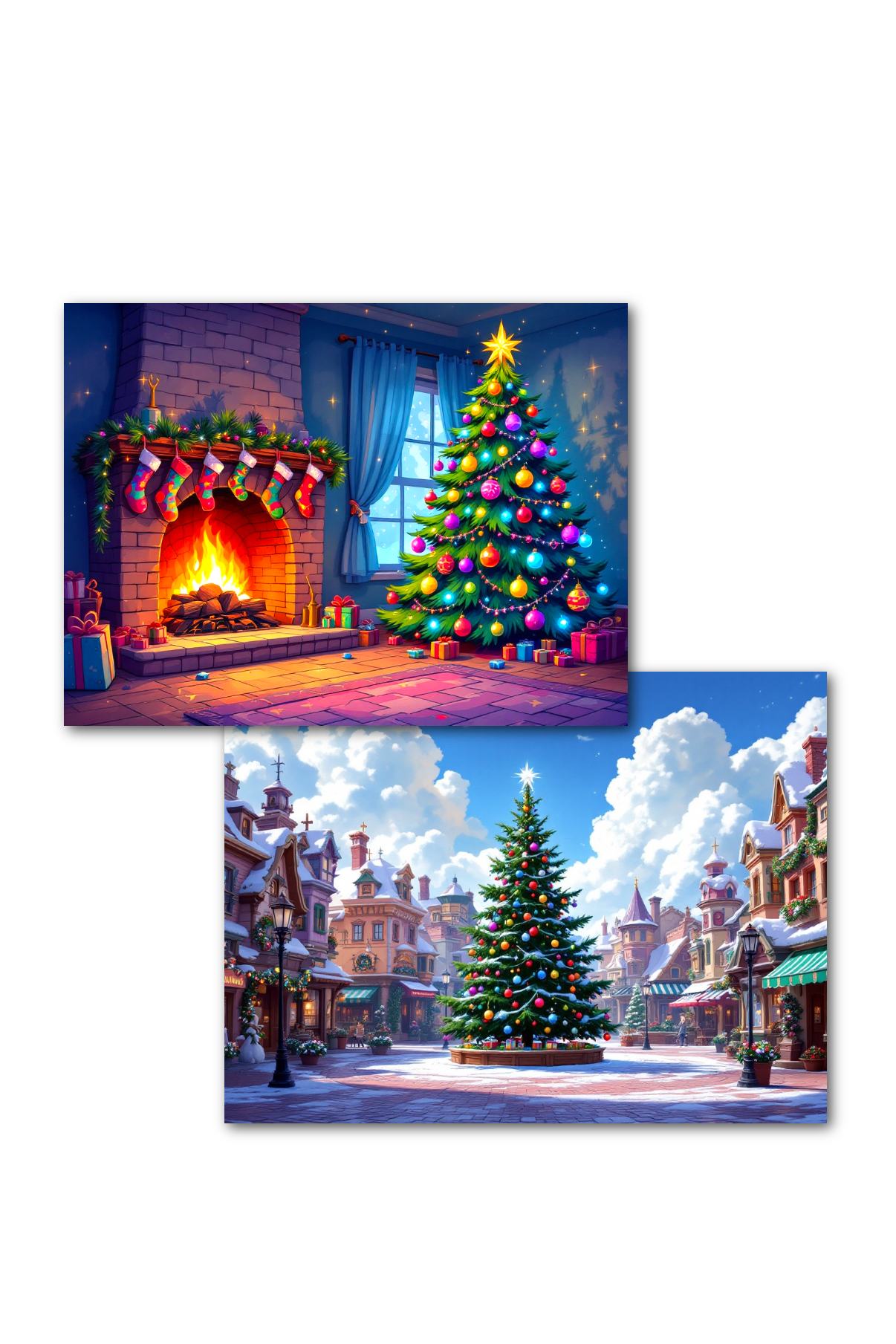 Holiday Tree & Village Square Double-Sided Scene Sleeve™
