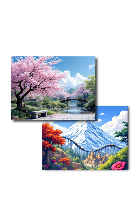 Cherry Blossoms & Mountain Coaster Double-Sided Scene Sleeve™