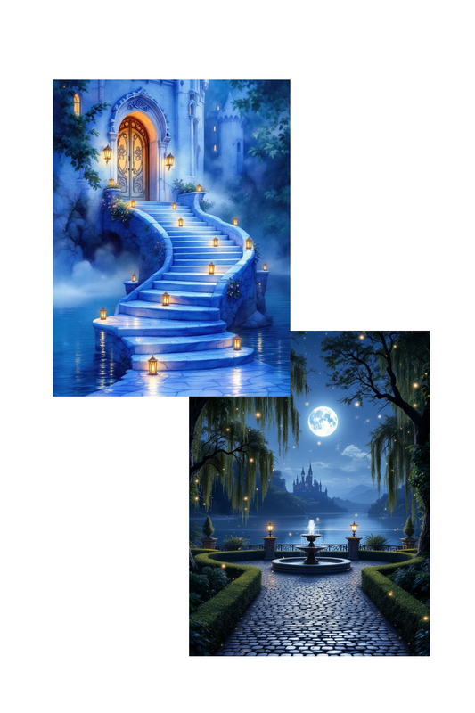 Moonlit Garden / Castle Stairway Double-Sided Scene Sleeve™
