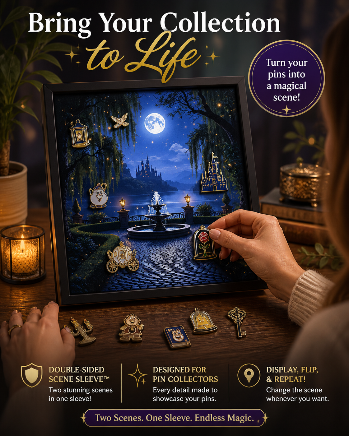 Moonlit Garden / Castle Stairway Double-Sided Scene Sleeve™