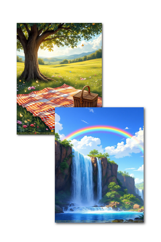 Waterfall and Picnic Double Sided Scene Sleeve