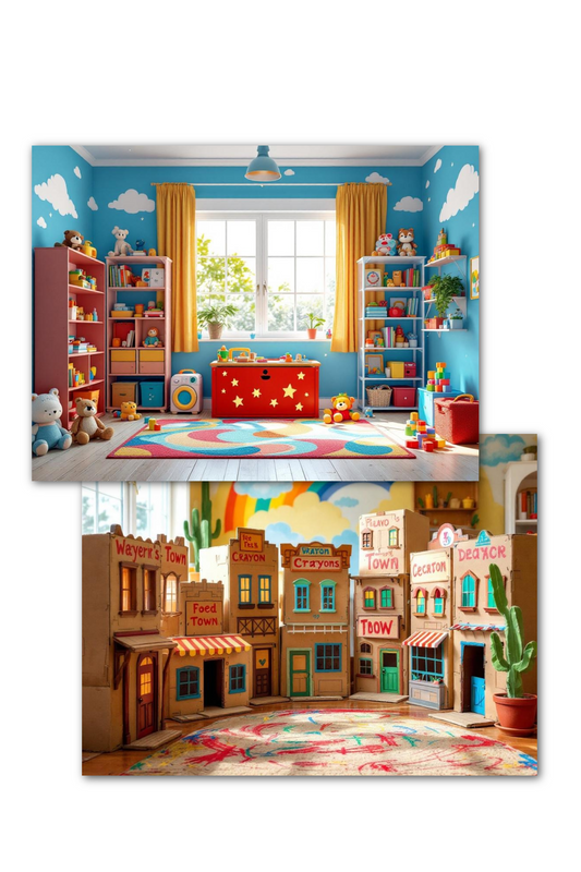 Toyroom & Wild West Town Double Sided Scene Sleeve